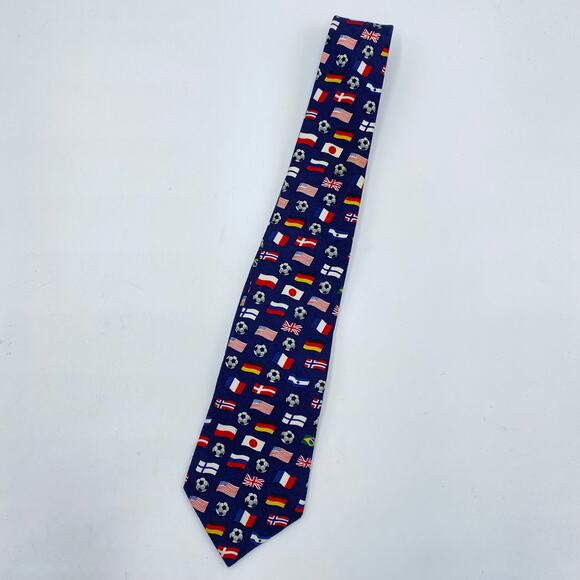 Vintage Brooks Brother Silk Soccers & Flags Neck Tie FIFA World Cup - Picture 1 of 6